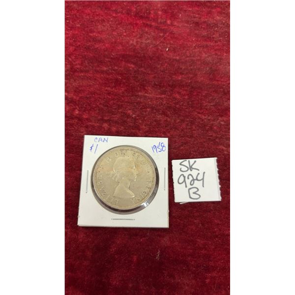 1958 Canada $1 Silver Dollar Coin, British Columbia Centennial Commemorative Issue