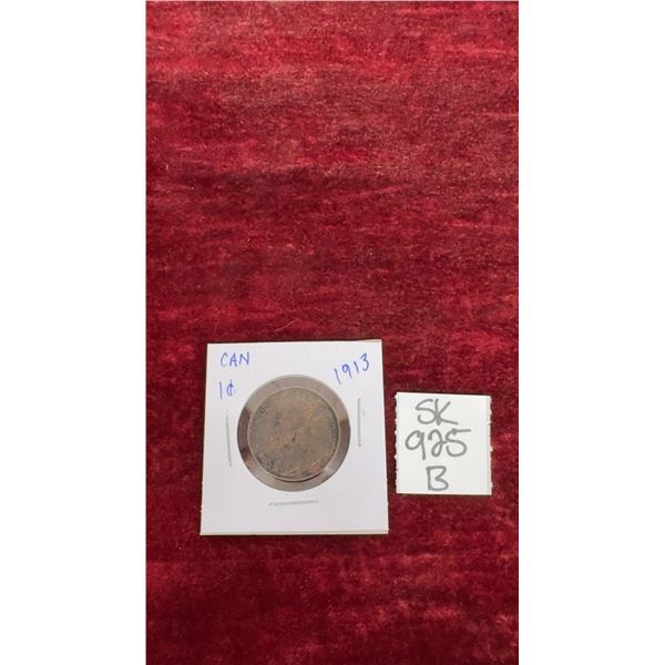 1913 Canada Large Cent (Large Penny), King George V, Canadian One Cent Coin