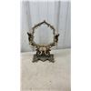 Image 2 : Antique Brass and Cast Metal Lot: Vanity Mirror Frame, Picture Frame, Wall Plaque