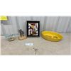 Image 1 : Framed Enamel Art, Bronze Sculpture, Ceramic Bowl with Carrot Motif, Wire Tree Sculpture