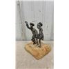 Image 8 : Framed Enamel Art, Bronze Sculpture, Ceramic Bowl with Carrot Motif, Wire Tree Sculpture