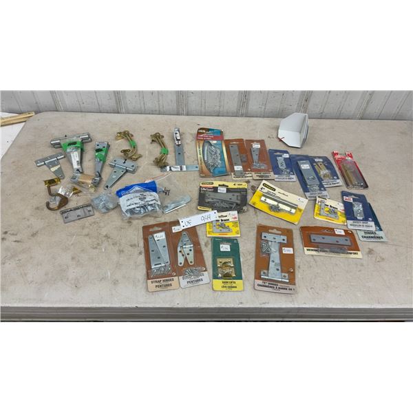 Assorted Door and Gate Hardware Including Stanley Hinges, Safety Hasps, Sash Lifts