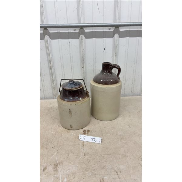 Two-Tone Stoneware 1-Gallon Jug and Pickle Crock