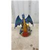 Image 2 : Two Ebros Gift Jeweled Emerald Dragon and Blue Fire Dragon on Castle Statues, Tallest 11”