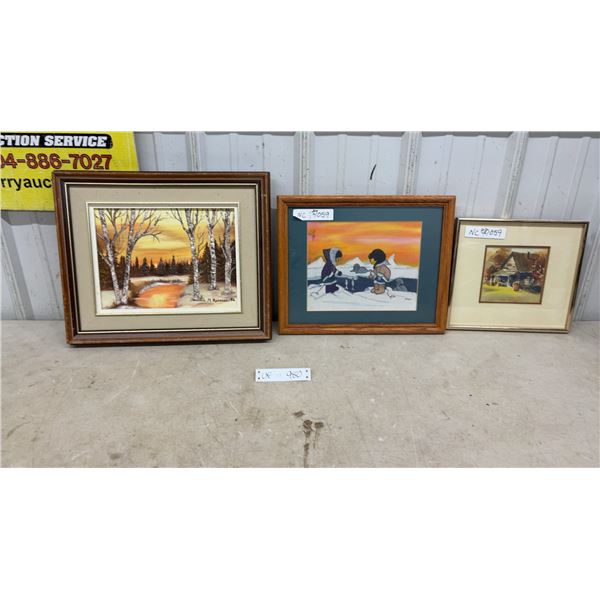 Three Framed Artworks: M. Reimer 1986 Birch Landscape