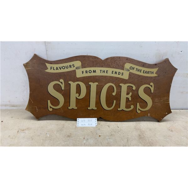 Vintage-Style Wooden Double-Sided Decorative Sign, “Spices — Flavours From the Ends of the Earth”