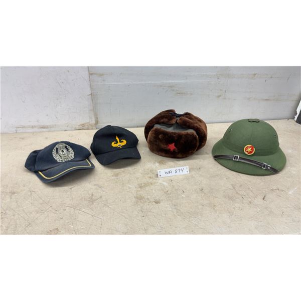 Police Cap, Special Action Force Cap, Soviet Ushanka, Vietnamese Army Pith Helmet