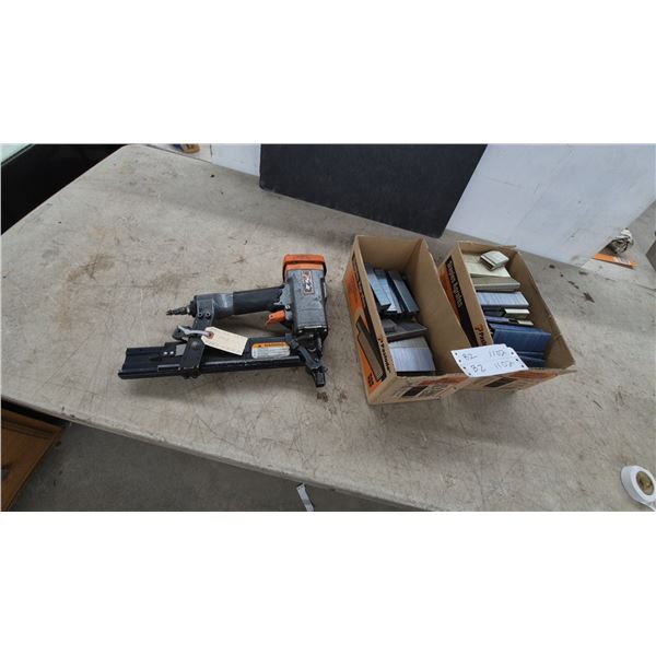 Paslode Pneumatic Stapler with Nailing Head for Vinyl Siding and Boxes of Staples