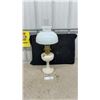Image 1 : Aladdin Kerosene Mantle Lamp With Moonstone Base and Milk Glass Shade