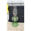 Image 3 : Pair of Vintage Green Depression Glass Kerosene Oil Lamps
