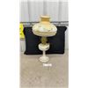 Image 1 : Aladdin Kerosene Mantle Lamp With Milk Glass Base and Floral Shade