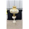 Image 2 : Aladdin Kerosene Mantle Lamp With Milk Glass Base and Floral Shade