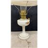 Image 3 : Aladdin Kerosene Mantle Lamp With Milk Glass Base and Floral Shade
