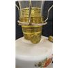 Image 4 : Aladdin Kerosene Mantle Lamp With Milk Glass Base and Floral Shade