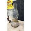 Image 4 : Pair of Antique Wall-Mount Oil Lamps With Clear Glass Founts and Ornate Cast Iron Brackets