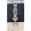 Image 5 : Three Vintage Clear Glass Kerosene Oil Lamps With Etched Floral Chimney and Fluted Bases