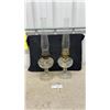 Image 1 : Pair of Aladdin Clear Glass Kerosene Mantle Lamps with Chimneys