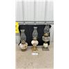 Image 1 : Set of Three Antique Victorian Kerosene Oil Lamps With Hand-Painted Floral Founts and Chimneys