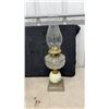 Image 2 : Set of Three Antique Victorian Kerosene Oil Lamps With Hand-Painted Floral Founts and Chimneys