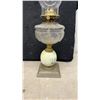 Image 3 : Set of Three Antique Victorian Kerosene Oil Lamps With Hand-Painted Floral Founts and Chimneys
