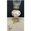 Image 5 : Set of Three Antique Victorian Kerosene Oil Lamps With Hand-Painted Floral Founts and Chimneys