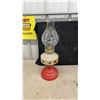 Image 2 : Three Vintage Decorative Oil Lamps With Red Bases, Floral and Scottie Dog Decals