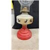 Image 3 : Three Vintage Decorative Oil Lamps With Red Bases, Floral and Scottie Dog Decals