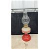Image 6 : Three Vintage Decorative Oil Lamps With Red Bases, Floral and Scottie Dog Decals