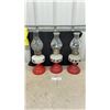 Image 1 : Vintage Scottie Dog Miniature Oil Lamps, Red Glass Base and Milk Glass Fount, Set of 3