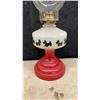 Image 3 : Vintage Scottie Dog Miniature Oil Lamps, Red Glass Base and Milk Glass Fount, Set of 3
