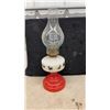 Image 4 : Vintage Scottie Dog Miniature Oil Lamps, Red Glass Base and Milk Glass Fount, Set of 3