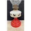 Image 5 : Vintage Scottie Dog Miniature Oil Lamps, Red Glass Base and Milk Glass Fount, Set of 3