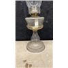 Image 3 : Three Antique Clear Pressed Glass Kerosene Oil Lamps with Chimneys