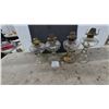 Image 1 : Four Antique Clear Glass Kerosene Oil Lamps with Pedestal Bases and Metal Wick Burners