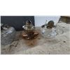 Image 2 : Lot of 6 Vintage Glass Kerosene Some Finger Lamps Incl, White Flame Burner, Clear and Amber Bodies