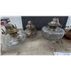 Image 4 : Lot of 6 Vintage Glass Kerosene Some Finger Lamps Incl, White Flame Burner, Clear and Amber Bodies
