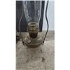 Image 3 : Pair of Antique Hanging Aladdin Kerosene Lanterns with Glass Chimneys and Metal Founts