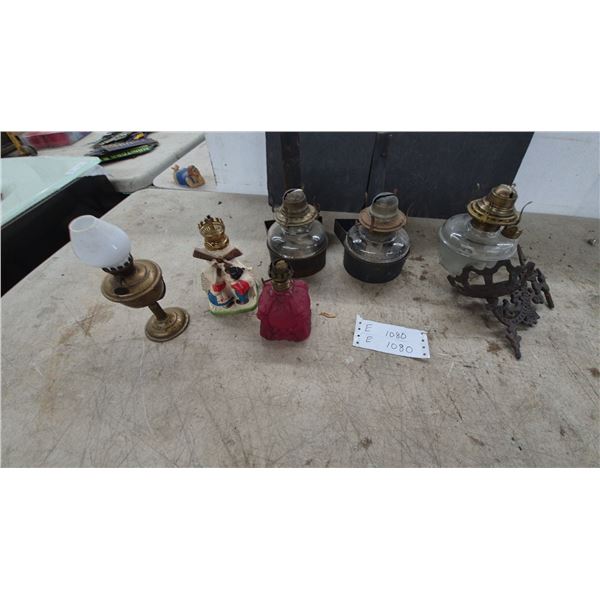 Antique Clear Glass Oil Lamp Fount With Brass Burner and Ornate Cast Iron Wall Sconce Bracket