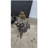 Image 2 : Antique Clear Glass Oil Lamp Fount With Brass Burner and Ornate Cast Iron Wall Sconce Bracket