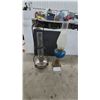 Image 1 : Antique Hanging Aladdin Kerosene Lantern and Blue Pressed Glass Hobnail Oil Lamp with Frosted