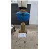 Image 3 : Antique Hanging Aladdin Kerosene Lantern and Blue Pressed Glass Hobnail Oil Lamp with Frosted