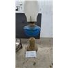 Image 4 : Antique Hanging Aladdin Kerosene Lantern and Blue Pressed Glass Hobnail Oil Lamp with Frosted