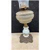 Image 3 : Three Victorian Kerosene Parlor Lamps With Pressed Glass Founts and Milk Glass Standards