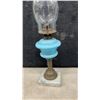 Image 5 : Three Victorian Kerosene Parlor Lamps With Pressed Glass Founts and Milk Glass Standards
