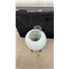 Image 6 : Pair of Vintage Oil Lamps with White Globe Shades, Brass and Floral Ceramic with Cast Iron Base