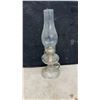 Image 2 : Set of Four Vintage Clear Glass Finger Oil Lamps with Fluted Bases and Glass Chimneys