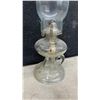 Image 3 : Set of Four Vintage Clear Glass Finger Oil Lamps with Fluted Bases and Glass Chimneys