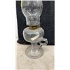 Image 5 : Set of Four Vintage Clear Glass Finger Oil Lamps with Fluted Bases and Glass Chimneys
