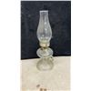 Image 8 : Set of Four Vintage Clear Glass Finger Oil Lamps with Fluted Bases and Glass Chimneys