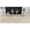 Image 1 : Vintage Clear Glass Oil Lamps with Frosted Floral Rose Design Shade, Set of 4